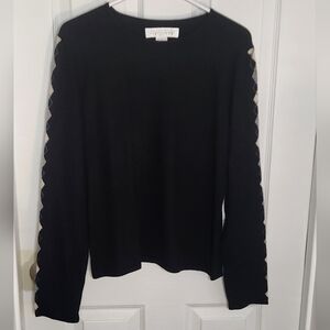 Black Cashmere Sweater with Arm Details